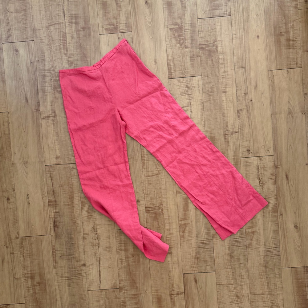 Tailored Wide Leg Flowy Coral Summer Linen Pants
